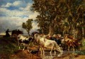 Troupeau De Vaches à L Abreuvoir animalier Charles Émile Jacque